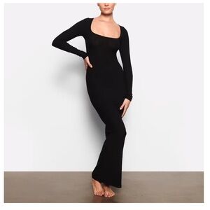 Skims Black Long Sleeve Dress